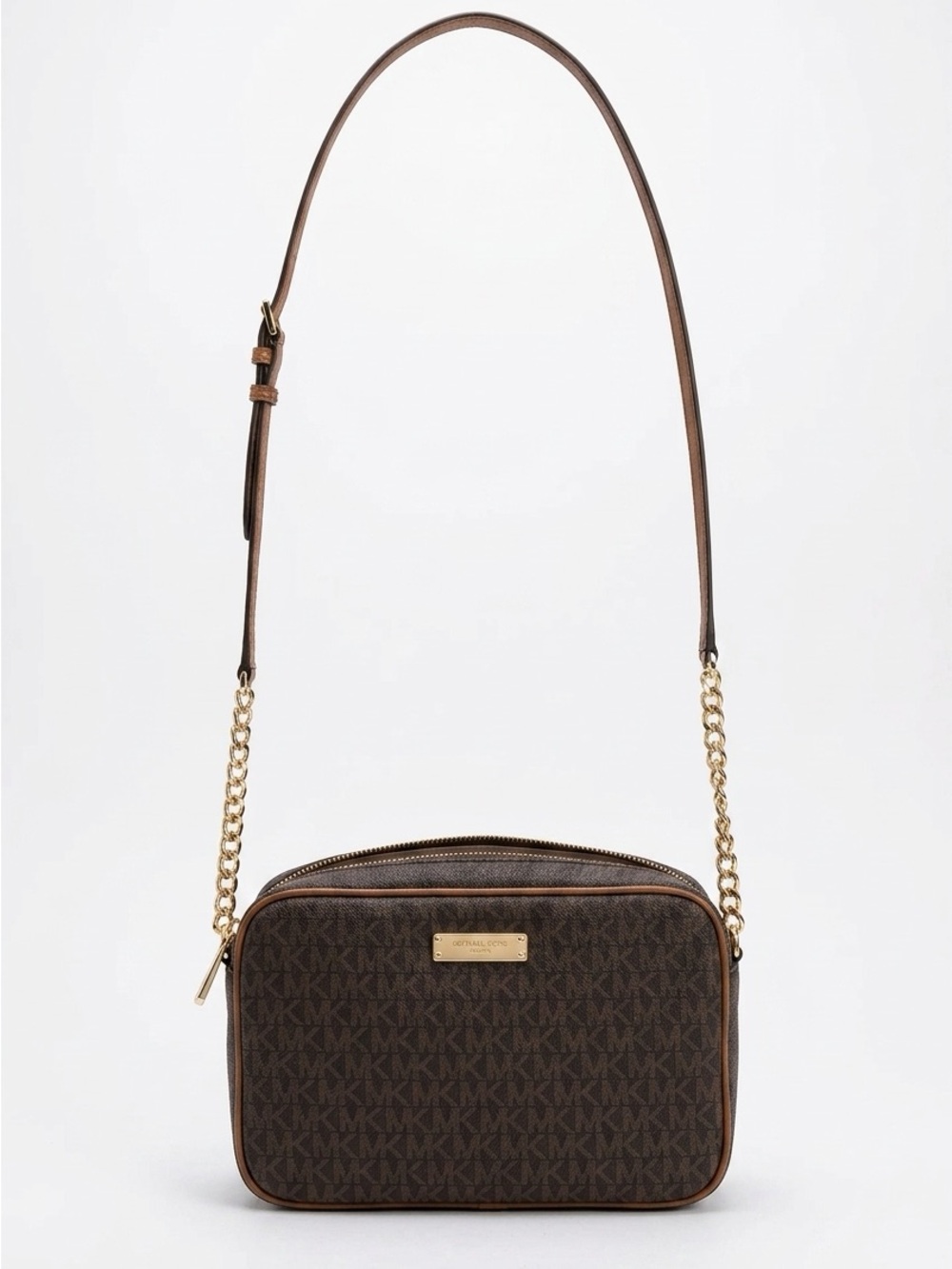 Michael Kors Brown and Gold Signature Crossbody